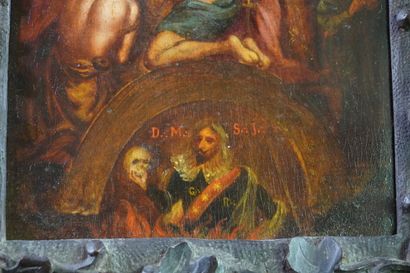 Pair of panel paintings. One depicts the...