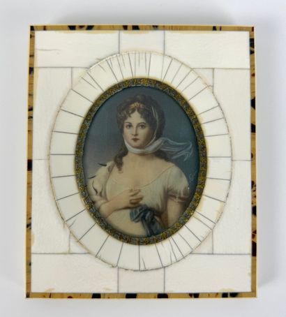 Miniature depicting a female figure from...