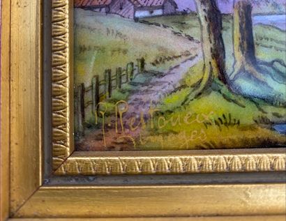 R. Restoueix (1924-?). Signed. Limoges enamels....