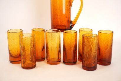 Biot Orangeade service in orange bubble glass.
H....