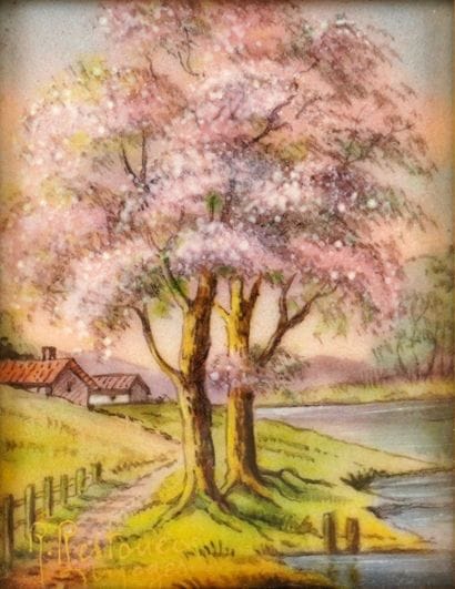 R. Restoueix (1924-?). Signed. Limoges enamels....
