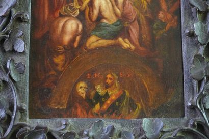 Pair of panel paintings. One depicts the...