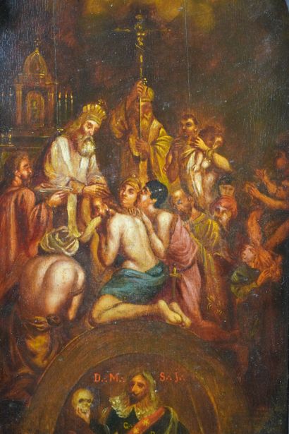Pair of panel paintings. One depicts the...