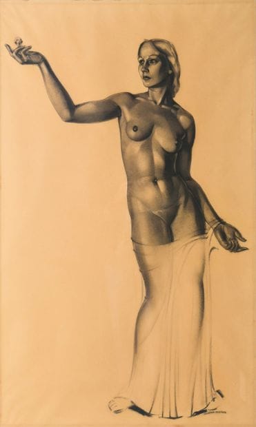 VAN NOTEN Jean (1903-1982). Inv 24. Charcoal...