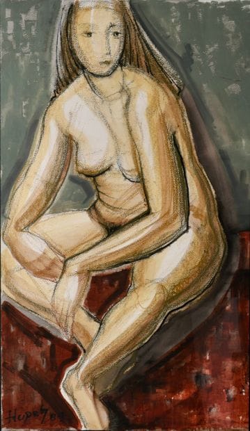 HUPET André (1922-1993). Inv 25. Charcoal...