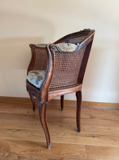 Louis XV style armchair, carved. 
The caning...
