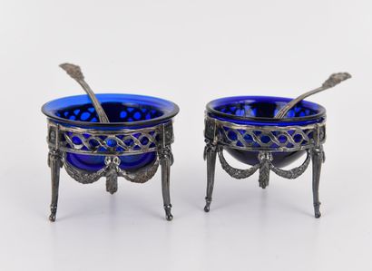 SILVER. Inv 26016-37. Pair of Louis XVI saltcellars...
