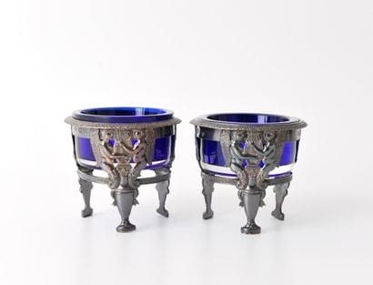 SILVER. Inv 26016-42. 2 round salt shakers...