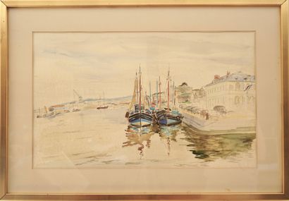NOLLET Paul (1911-1996). Watercolor, Marine....
