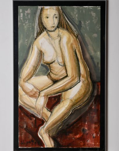 HUPET André (1922-1993). Inv 25. Charcoal...