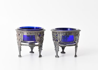 SILVER. Inv 26016-42. 2 round salt shakers...
