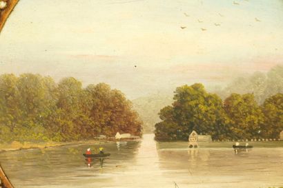 O. DAVID. Oil on mahogany panel.
View of...
