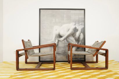 HENDRICK Yvan . Charcoal on paper.
Signed,...