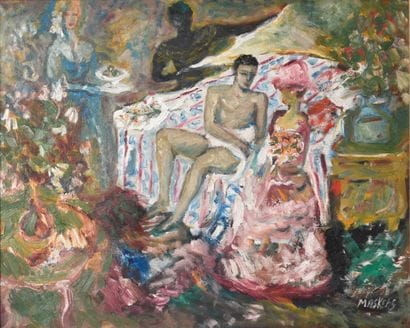 MASKENS Chantal (1952). Inv 21. Oil on canvas.
Seated...