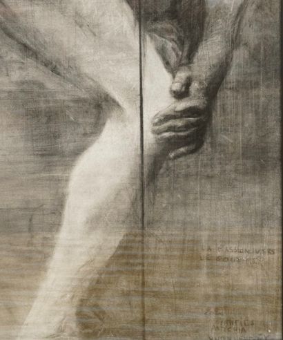 HENDRICK Yvan . Charcoal on paper.
Signed,...