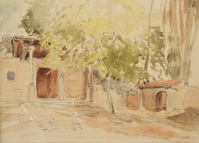 NOLLET Paul (1911-1996). Watercolor. Mediterranean...