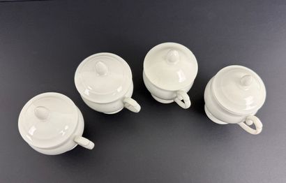4 white porcelain creamers. 26016-20. Three...