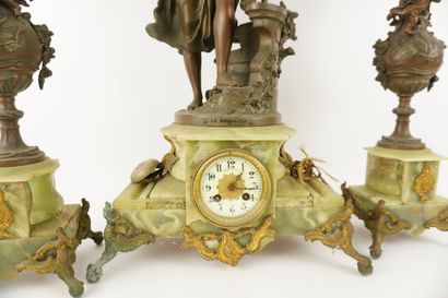 Large mantelpiece: a clock and a pair of...