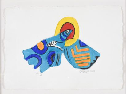 CORNEILLE. N°inv: 26011.
Deux oiseaux bleus...