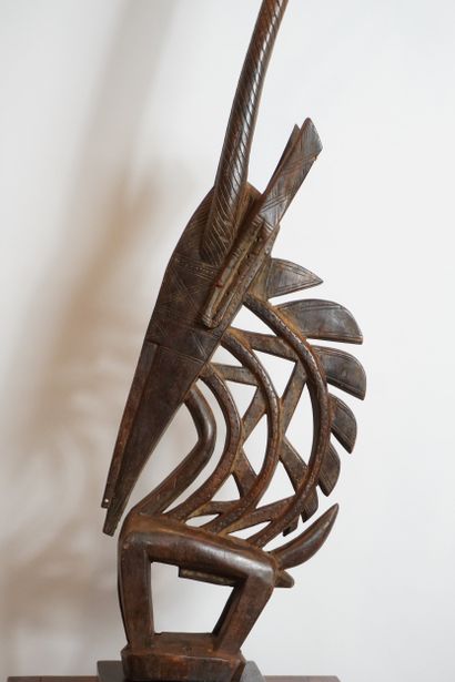 BAMBARA. Sculpture Africaine en bois, Cimier,...