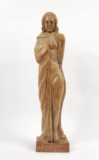 DEGROOTE Léo. Sculpture en bois. Muse se...