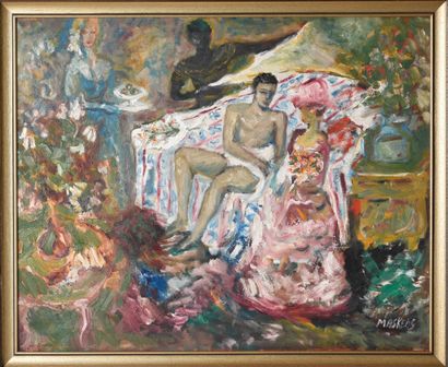 Chantal MASKENS (1952). Inv 21. Oil on canvas.
Seated...
