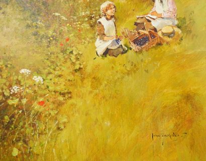 John HASKINS (1938). 
Landscape and 2 young...