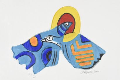CORNEILLE. N°inv: 26011.
Deux oiseaux bleus...