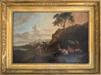 Huile sur toile. Inv:26016-58.
Scène pastorale....