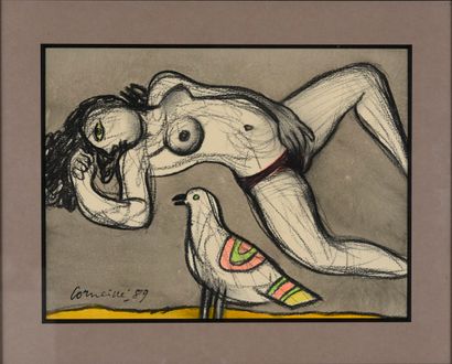 CORNEILLE (1922-2010). N°inv: 25008-09.
Watercolor...