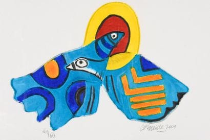 CORNEILLE. N°inv: 26011.
Deux oiseaux bleus...