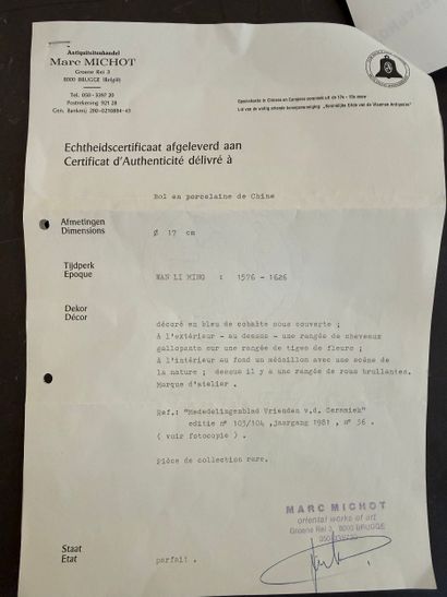 CHINE. Fin XVIIè début XVIIIè. N°Inv: 24002-18.
Bol...