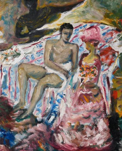 Chantal MASKENS (1952). Inv 21. Oil on canvas.
Seated...