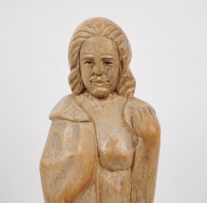 DEGROOTE Léo. Sculpture en bois. Muse se...