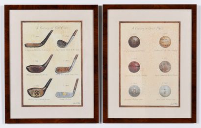 Lot of 2 engravings concerning golf. Inv...