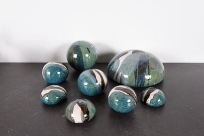 Set of 8 gallets, spheres forming an installation....