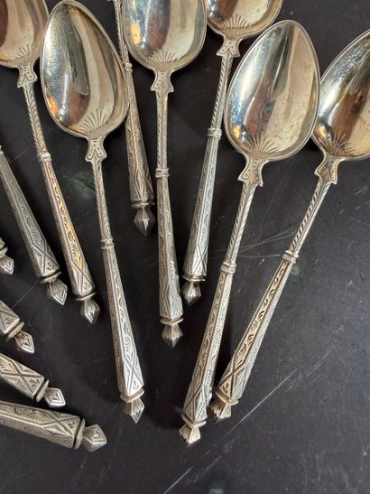 SILVER METAL. N° 26016-69. Set of 12 small...