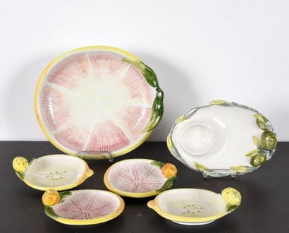 Earthenware. Aperitif set (barbotine).
1...