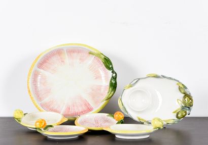 Earthenware. Aperitif set (barbotine).
1...