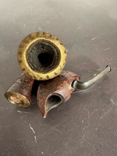 2 pipes. N° 26016- 72. One is inlaid and...