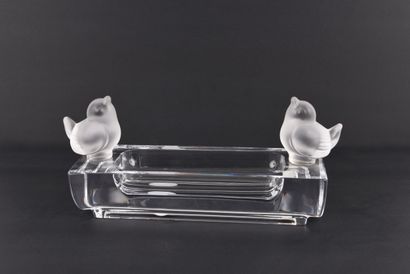 SEVRE. Crystal goblet. 
Two sparrows applied...