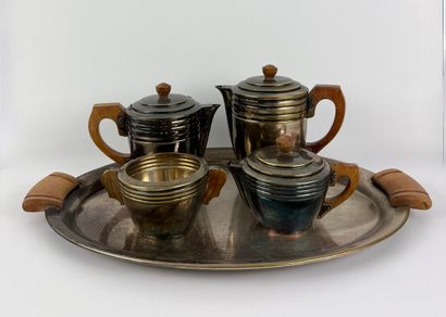 SILVER METAL. Art-deco. Coffee service with...