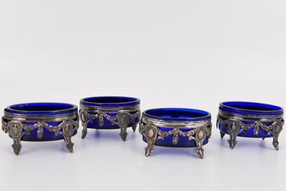SILVER. Inv 26016-40. 4 oval salt shakers...