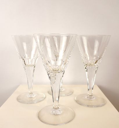 4 large crystal glasses marked 