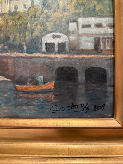 CACHERO. Oil on panel. Landscape depicting...
