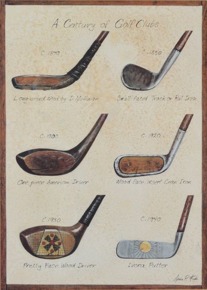 Lot of 2 engravings concerning golf. Inv...