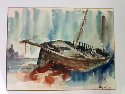 PAQUET André (1949-). Watercolor. 
View of...