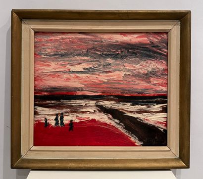 VAUNGT Paul. Oil on panel depicting a landscape...