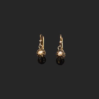 Paire de petites dormeuses en or jaune 18K...