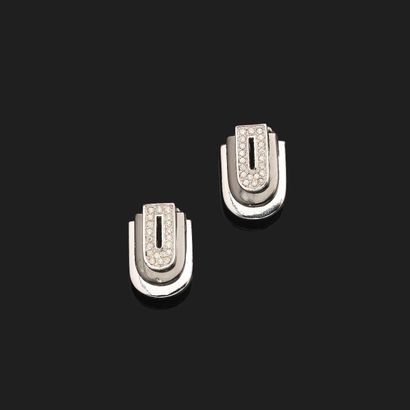 CHRISTIAN DIOR 
Pair of ear clips in silver-plated...